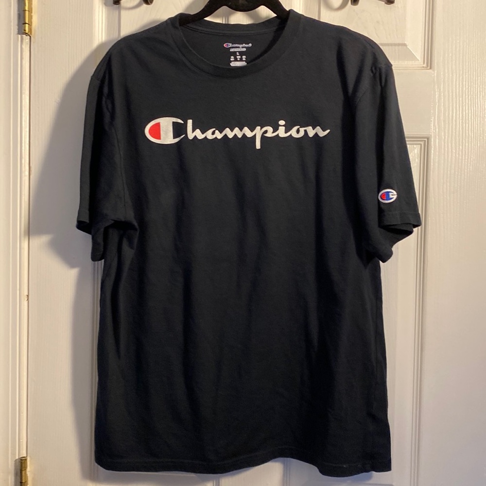 Champion Tee Shirt Dark Blue Navy Size Large